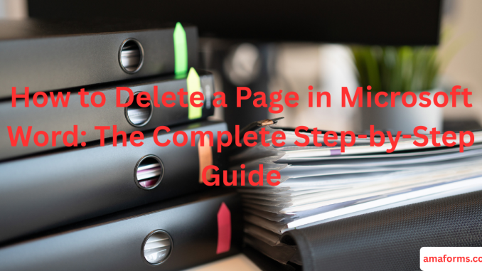 Deleting a blank page in Microsoft Word with formatting marks visible