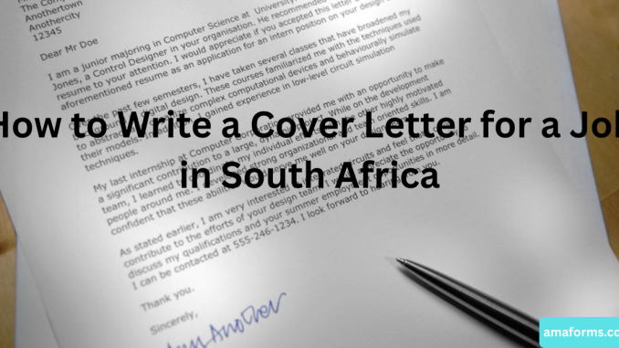 writing a cover letter on a laptop for a job application in South Africa