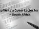 writing a cover letter on a laptop for a job application in South Africa